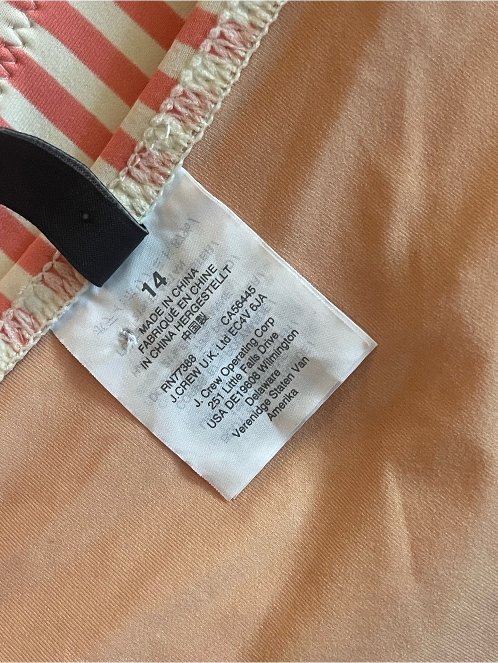 J. Crew, Size 14, Pink and White Striped Ruffle One-Piece Swimsuit - Picture 6 of 8